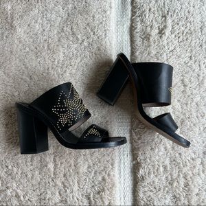 Chloe black studded heeled sandals